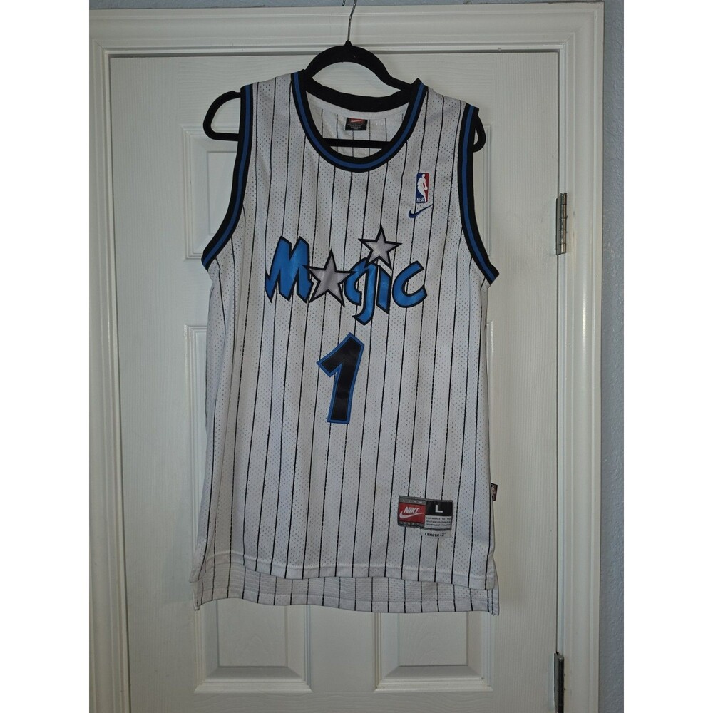 Vintage Nike Penny Hardaway #1 Orlando Magic Pinstripe White EUC Size L